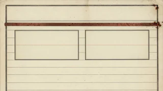 Ledger page with two empty form fields and a dashed copper line between them.